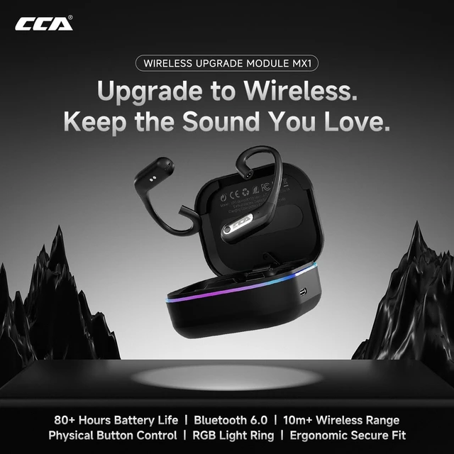 Alt view image 3 of 7 - CCA MX1 IEM Bluetooth Adapter,Bluetooth 6.0 Wireless Ear-Hook Module
80H Long Battery Life Cable for 0.78mm Pin IEM,KZ ZST/ZST X/ZS10/AS10/BA10, CCA Phoenix/C10 (H pin)