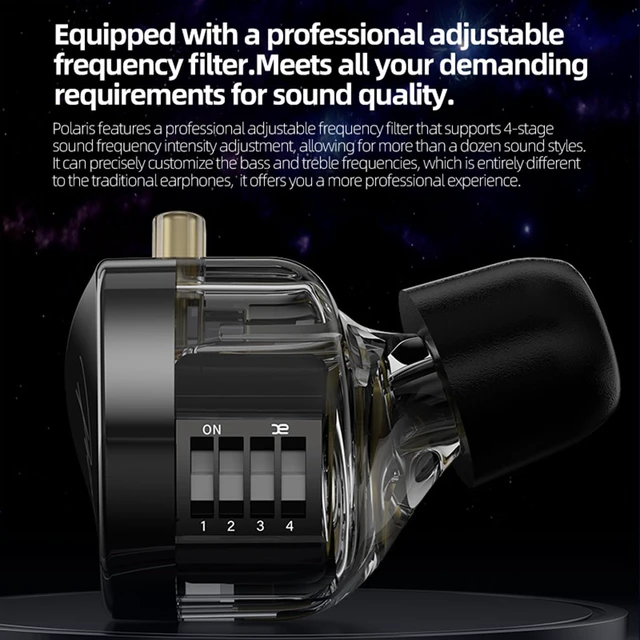 Alt view image 4 of 14 - CCA Polaris 4 Tone Adjustable in Ear Monitor Headphones, High-Sensitivity Dual-Cavity Dynamic Driver IEM Earphones, HiFi Stereo Gaming Earbuds with 2pin Detachable Cable
