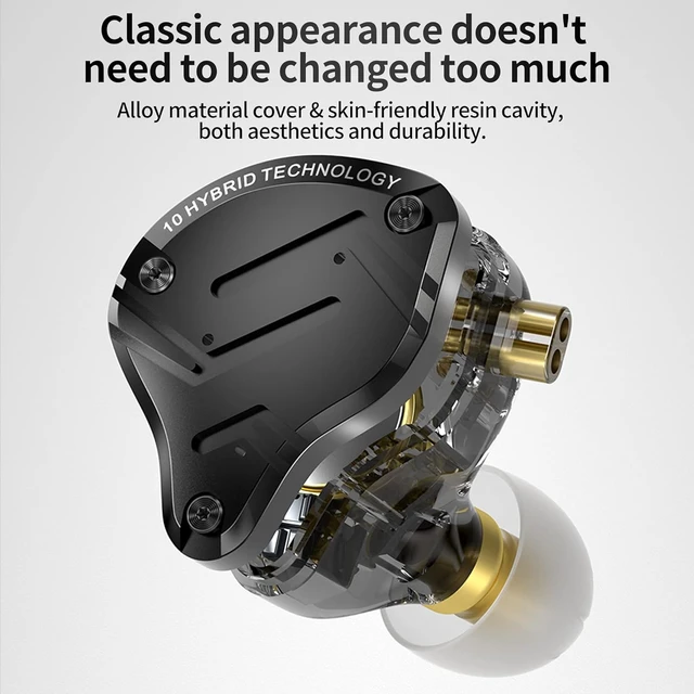 Alt view image 2 of 6 - KZ ZS10 PRO X in Ear Monitor Headphones, Upgrade 4BA+1DD Hybrid Driver IEM Earphones, HiFi Metal Wired Gaming Earbuds, for Singers Bass Player Drummers Guitarist Musicians Dj (with Mic,Black)