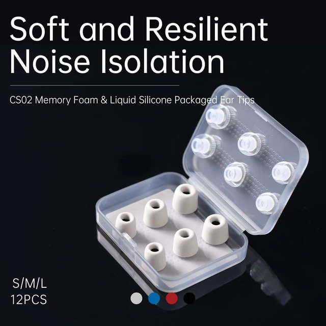 Alt view image 2 of 6 - CCA CS02 Memory Foam Earbud Tips Soft & Bouncy, Premium Replacement Foam Tips (3 Pairs) + Liquid Silicone Ear Tips (3 Pairs), S/M/L Noise-Isolating Eartips for in-Ear Earphones(6 Pairs)