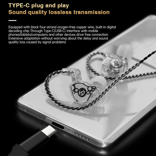 Alt view image 7 of 7 - CCA ND Venus in Ear Monitor Headphones, 10mm Double Magnetic Dynamic Driver IEM Earphones, HiFi Wired Gaming Earbuds, 2 Pin Detachable Cable (with Mic, Green, 3.5mm Plug) Without Mic USB-C Green
