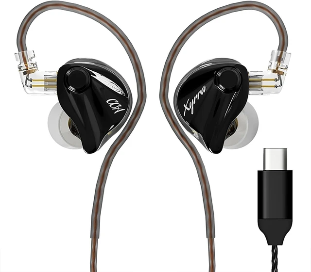Main image of CCA Xyrra Dual Driver in-Ear Monitor Headphones,1DD+1BD HiFi IEM Earphones,Wired Gaming Earbuds for Gamers Musicians Without Mic USB-C Black