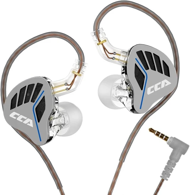 Main image of CCA AKX in Ear Monitor Headphones 10mm Dynamic Driver IEM
Dual-Magnet Dual-Chamber Architecture Gaming Earbuds, Wired Earphones with 2 Pin Detachable Cable for Singer Musicians Silver Without Mic