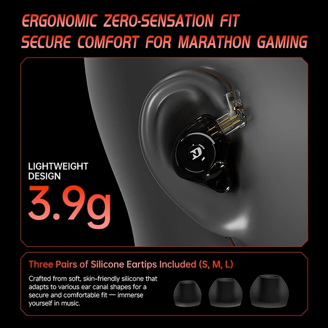 Alt view image 4 of 7 - CCA ND Leo IEM Earbuds, 10mm Custom Dynamic Driver in Ear Monitor Headphones, Dual-Mode Tuning Music & Gaming Earbuds for Gamers Musicians Singer dj Without Mic 3.5mm Black