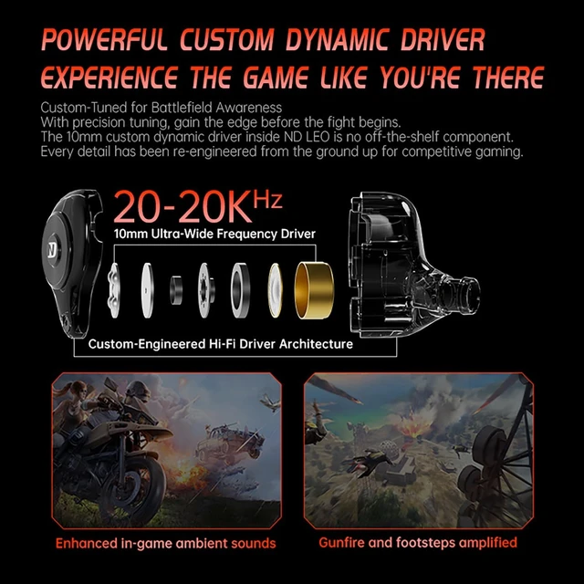 Alt view image 7 of 7 - CCA ND Leo IEM Earbuds, 10mm Custom Dynamic Driver in Ear Monitor Headphones, Dual-Mode Tuning Music & Gaming Earbuds for Gamers Musicians Singer dj Without Mic 3.5mm Black