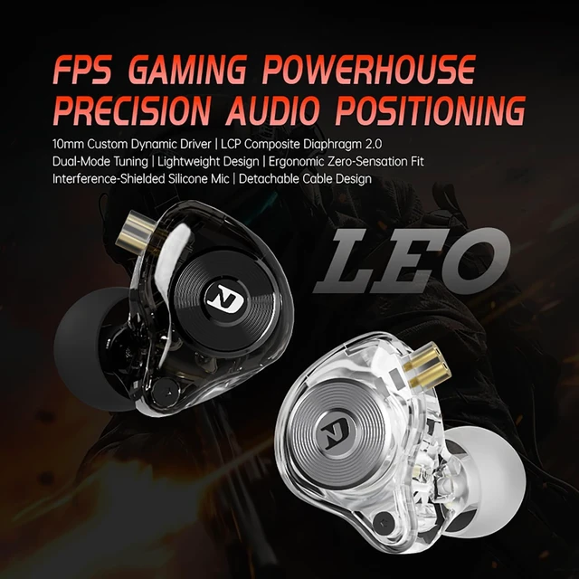 Alt view image 5 of 7 - CCA ND Leo IEM Earbuds, 10mm Custom Dynamic Driver in Ear Monitor Headphones, Dual-Mode Tuning Music & Gaming Earbuds for Gamers Musicians Singer dj Without Mic 3.5mm Black