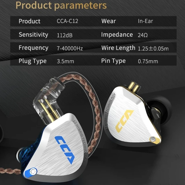 Alt view image 5 of 7 - KZ CCA C12 Earbuds with Microphone