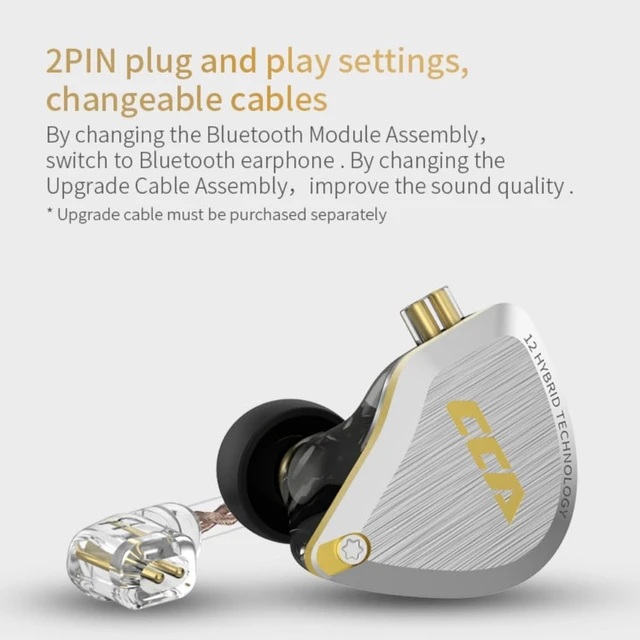Alt view image 3 of 7 - KZ CCA C12 Earbuds with Microphone