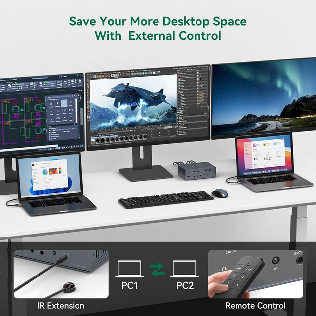 Alt view image 5 of 7 - Thunderbolt 4 KVM Switch Docking Station for 3 Monitors 2 laptops/Macbooks
Extended Triple 4K60Hz HDMI Display with Displaylink USB3.0/USB C, M1/M2/M3/M4 Mac/Windows/Chrome etc.with Audio and Ethernet