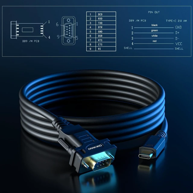 Alt view image 7 of 7 - USB to RS232, USB Serial Adapter with FTDI Chipset,USB 2.0 to Male DB9 Serial Cable for Windows 11,10, 8, 7, Vista, XP, 2000, Linux and Mac OS(6ft) 6FT 1 Pack USB-C to Serial DB9