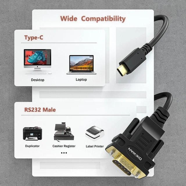 Alt view image 4 of 7 - USB to RS232, USB Serial Adapter with FTDI Chipset,USB 2.0 to Male DB9 Serial Cable for Windows 11,10, 8, 7, Vista, XP, 2000, Linux and Mac OS(6ft) 6FT 1 Pack USB-C to Serial DB9