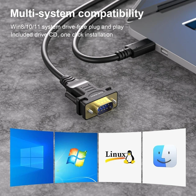 Alt view image 3 of 7 - USB to RS232, USB Serial Adapter with FTDI Chipset,USB 2.0 to Male DB9 Serial Cable for Windows 11,10, 8, 7, Vista, XP, 2000, Linux and Mac OS(6ft) 6FT 1 Pack USB-C to Serial DB9