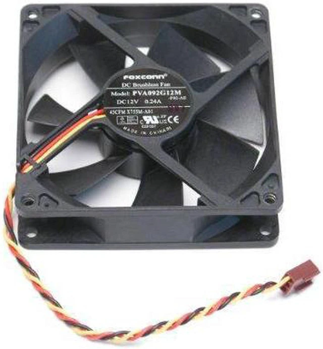 Alt view image 3 of 4 - Foxconn PVA092G12M DC12 Volt 0.24 Amp, Rear Case Brushless Cooling Fan 92mm x 92mm x 25mm, 3-WIRE/3-PIN CONNECTOR