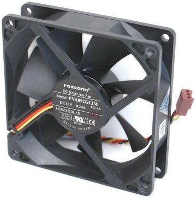 Main image of Foxconn PVA092G12M DC12 Volt 0.24 Amp, Rear Case Brushless Cooling Fan 92mm x 92mm x 25mm, 3-WIRE/3-PIN CONNECTOR