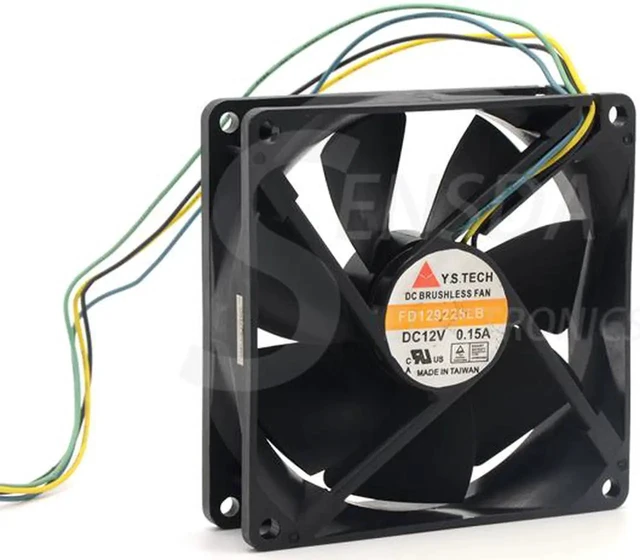 Alt view image 6 of 6 - Y.S.Tech FD129225LB 9225 90mm 9cm DC 12V 0.15A silent chassis power supply cooling fan computer case cooler