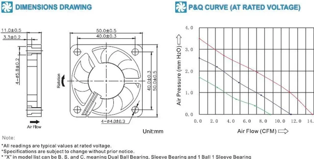 Alt view image 3 of 5 - NEW 5CM Ultrathin cooling fan 50x50x10mm 5010 DC 5V 0.12A 2-pin High speed ultra quiet Double Ball Bearing cooler