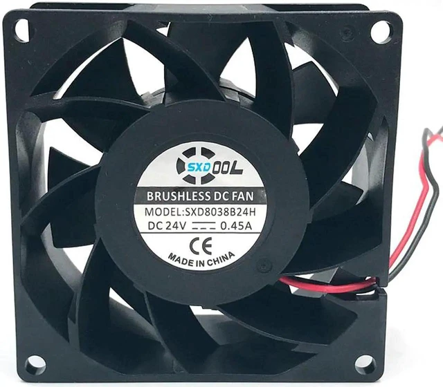 Main image of New SXDOOL SXD8038B24H 80X80X38mm 8cm 8038 DC 24V brushless cooling fan 0.45A 6000RPM 83.5CFM 57DBA for server inverter case