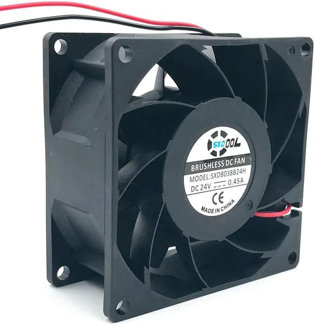 Alt view image 4 of 5 - New SXDOOL SXD8038B24H 80X80X38mm 8cm 8038 DC 24V brushless cooling fan 0.45A 6000RPM 83.5CFM 57DBA for server inverter case