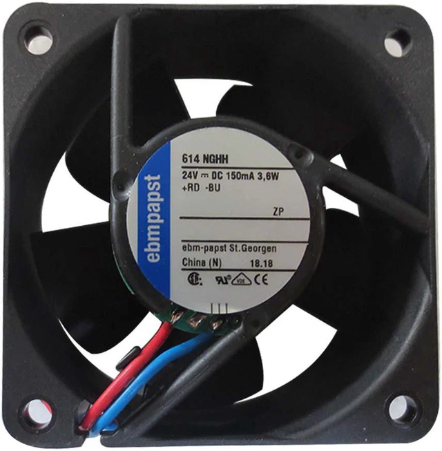 Main image of 614NGHH ebm-papst axial flow fan 60x60x25mm 56m3/h 24V 3.8W 6850rpm