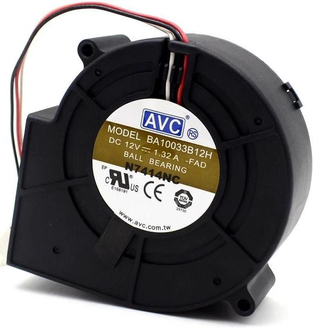 Alt view image 5 of 6 - AVC 9733 DC 12V 1.32A BA10033B12H 3 wire turbine cooling fan blower