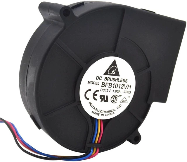 Alt view image 4 of 6 - Delta 9733 turbo centrifugal fan blower BFB1012VH 12V 1.80A wind capacity 97*97*33mm