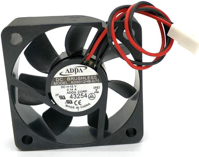Alt view image 6 of 6 - AD5012HB-D70 ADDA 5CM 5015 12v 0.14a 2wire double ball cooling fan 50x50x15mm