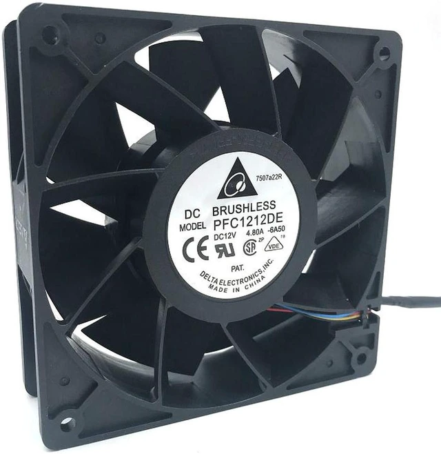 Main image of PFC1212DE Delta 12V PWM 120mm 12038 fan 1.5K-5.5K RPM 252 CFM BEAST cooling fan 4-PIN 4 wire