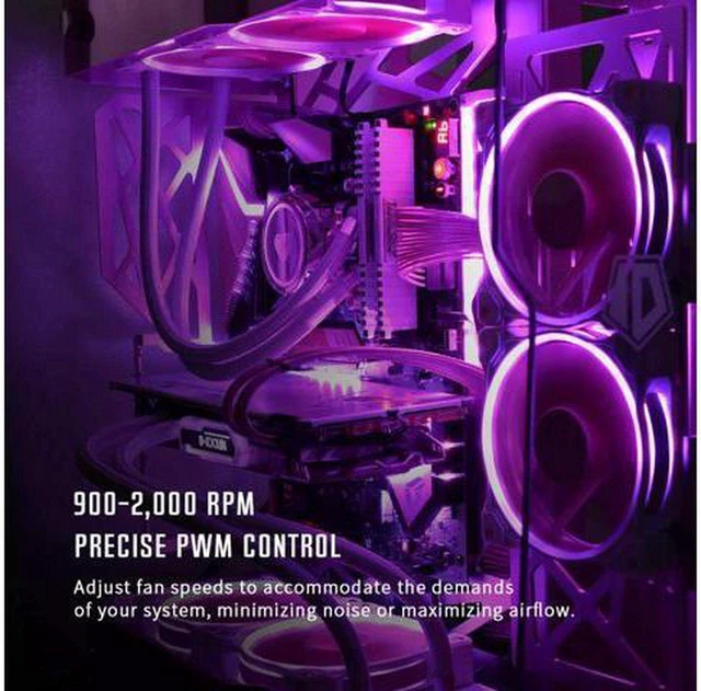 Alt view image 2 of 7 - ID-COOLING ZF-12025-PINK Case Fan 120mm 5V 3 PIN Addressable RGB Cooling Fan MB Sync, 4 PIN PWM Speed Control Fans for Radiator/CPU Cooler/Computer Case