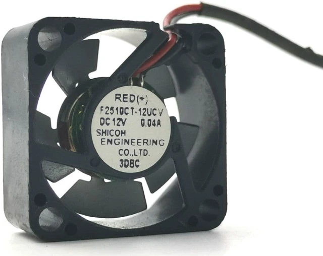 Alt view image 6 of 7 - Mini Micro Tiny Fan F2510CT-12UCV 25mm 2.5cm Micor Mini DC 12V 0.04A 25*25*10 2 Wire Iron Metal Blade Miniature HeatSink Cooling Fan