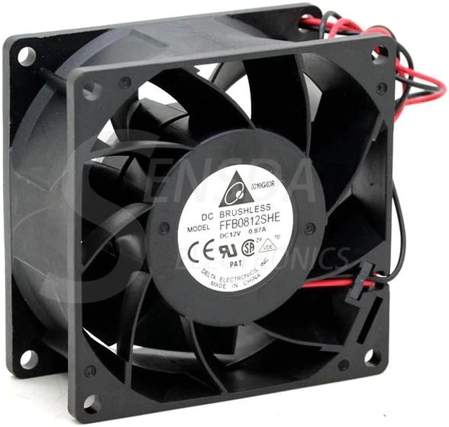 Alt view image 4 of 5 - Delta Electronics FFB0812SHE 80mm DC12V 0.87A Server Cooling Fans Server Square computer fan case cooler