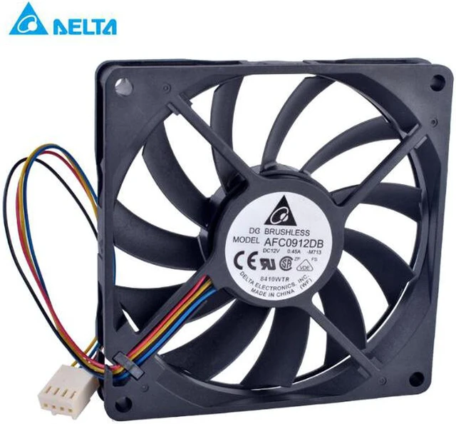 Alt view image 4 of 4 - DELTA AFC0912DB 90mm fan 9015 90x90x15mm 12V 0.45A Double ball bearing 4 wire 4pin PWM computer CPU cooler thin cooling fan