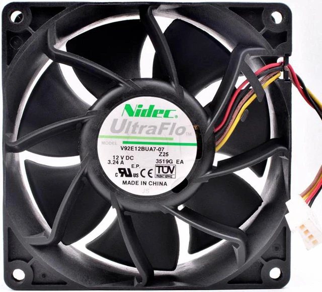 Alt view image 4 of 8 - Nidec 9cm 9038 V92E12BUA7-07 12V 3.24A high air volume booster cooling fan