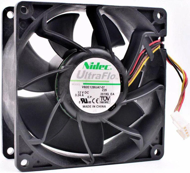 Alt view image 3 of 8 - Nidec 9cm 9038 V92E12BUA7-07 12V 3.24A high air volume booster cooling fan