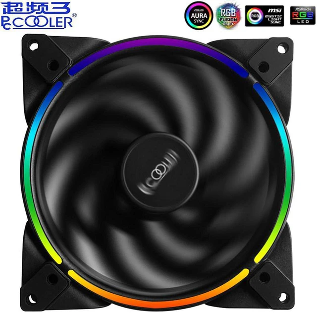 Alt view image 3 of 5 - RGB HALO 14cm Computer Case Adjust Fan 12V 4PIN RGB Quiet PWM Fans 140mm CPU Cooler Water Cooling Replace Fan