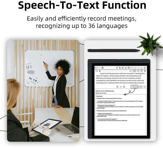 Alt view image 4 of 6 - Bigme 10.3" Color E-paper Read-Write Tablet with 6GB RAM and 128GB Storage, Ultra-Thin 5.5mm Design for Business Meetings, Featuring High-Resolution Touchscreen and Advanced Speech Recognition