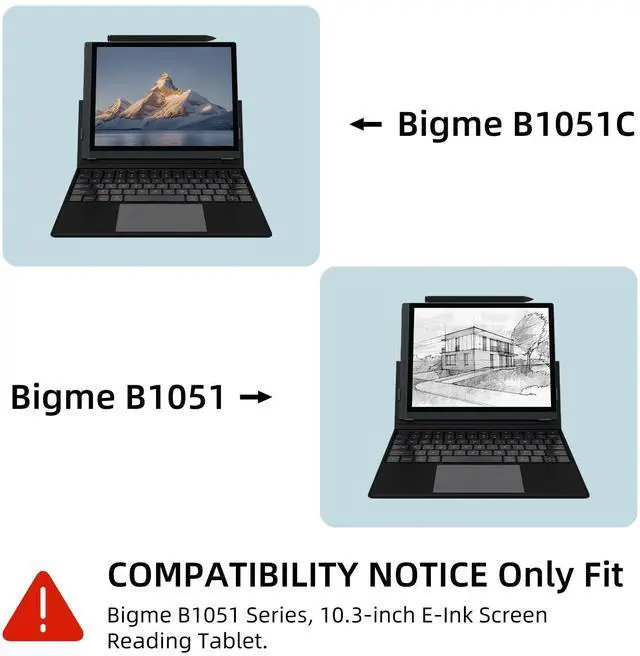 Alt view image 4 of 7 - Bigme Keyboard Case with Trackpad for B1051 Series E-Reader Tablet - Adjustable Multi-Angle Stain Resistant Design, Enlarged Keycaps, Easy Connection, Secure Form-Fit Protection - Black