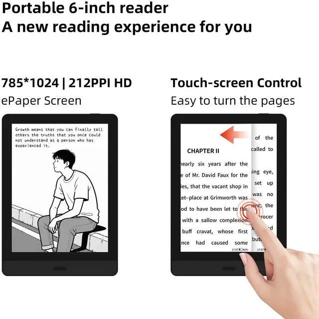 Alt view image 2 of 7 - Bigme E-Ink Tablet 6-Inch Book Reader with HD E-Paper Display and Front-Lit LED Lighting