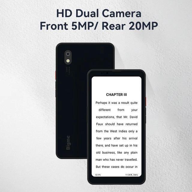 Alt view image 2 of 5 - Bigme HiBreak Pro 6.13" Epaper Cell Phone with Android 14 OS - 8GB RAM, 256GB Storage, 5G Dual SIM, GPS, and Dual Cameras for Enhanced Productivity and Connectivity Black