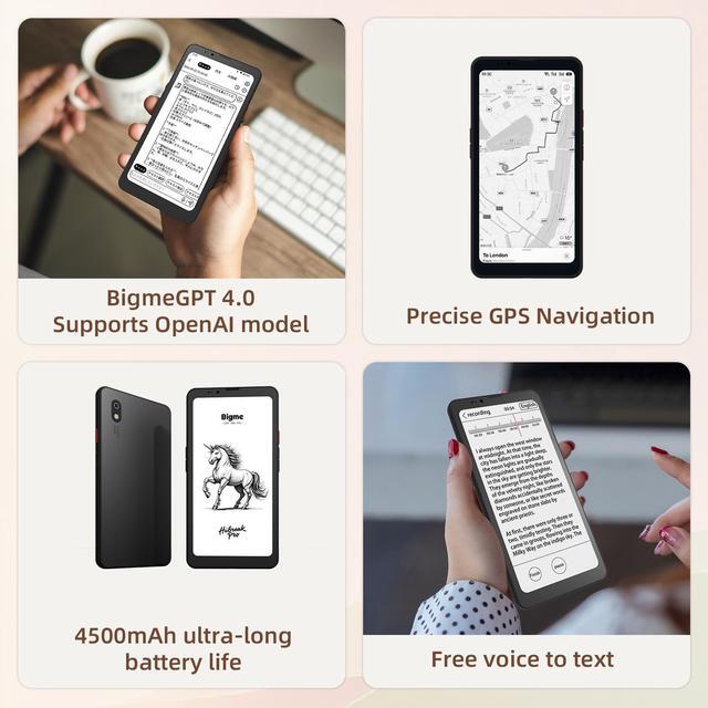 Alt view image 4 of 5 - Bigme HiBreak Pro 6.13" Epaper Cell Phone with Android 14 OS - 8GB RAM, 256GB Storage, 5G Dual SIM, GPS, and Dual Cameras for Enhanced Productivity and Connectivity Black