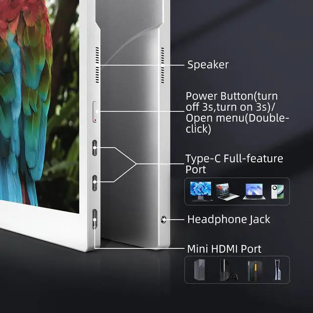 Alt view image 4 of 7 - Bigme B13 13.3 Inch Color Epaper Monitor with Dual Type-C and Mini HDMI Ports, Built-in Speakers, Compatible with Windows and macOS PCs