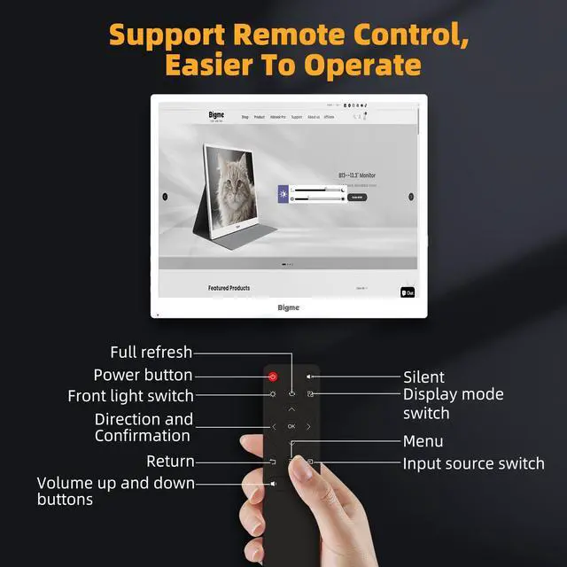 Alt view image 5 of 7 - Bigme B13 13.3 Inch Color Epaper Monitor with Dual Type-C and Mini HDMI Ports, Built-in Speakers, Compatible with Windows and macOS PCs