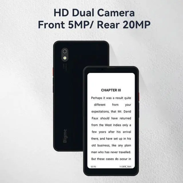 Alt view image 4 of 6 - Bigme HiBreak Pro 6.13" Epaper Cell Phone with Android 14 OS - 8GB RAM, 256GB Storage, 5G Dual SIM, GPS, and Dual Cameras for Enhanced Productivity and Connectivity Black