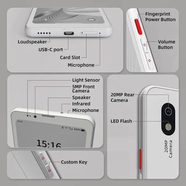 Alt view image 2 of 7 - Bigme HiBreak Pro 6.13" Epaper Cell Phone with Android 14 OS - 8GB RAM, 256GB Storage, 5G Dual SIM, GPS, and Dual Cameras for Enhanced Productivity and Connectivity