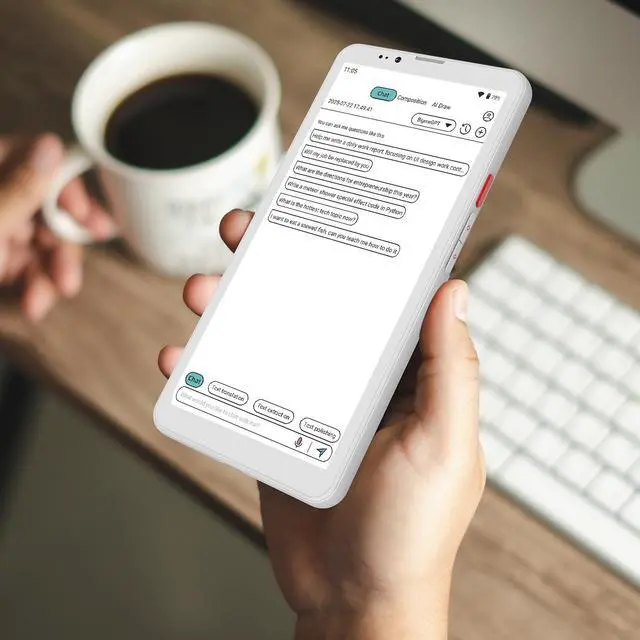 Alt view image 6 of 6 - Bigme HiBreakS E-Paper Smartphone, 5.84-Inch Android 14 Mobile Phone, 6GB+128GB, Octa-Core Processor, 3300mAh Battery, Dual Camera, 4G Connectivity, White(Colorful)