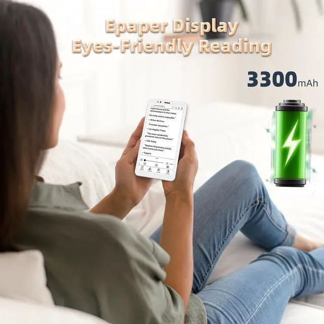 Alt view image 4 of 6 - Bigme HiBreakS E-Paper Smartphone, 5.84-Inch Android 14 Mobile Phone, 6GB+128GB, Octa-Core Processor, 3300mAh Battery, Dual Camera, 4G Connectivity, White(Colorful)