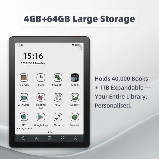 Alt view image 3 of 7 - Bigme B6 6-Inch Color E-Paper Tablet Android 14 Reader with 4GB+64GB Storage