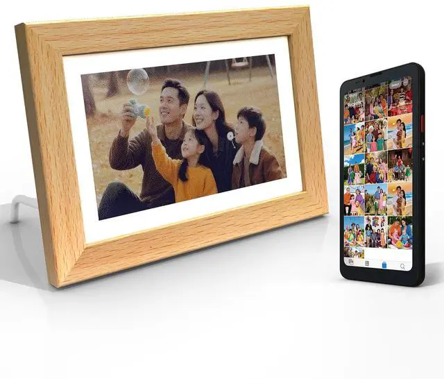 Main image of Bigme F7 Smart Digital Photo Frame, ePaper Photo Frame with 7.5 Inch HD Color E-Ink Display, Support Mobile App WiFi Sharing, Calender & Sync Reminders, Long Battery Life, Beech