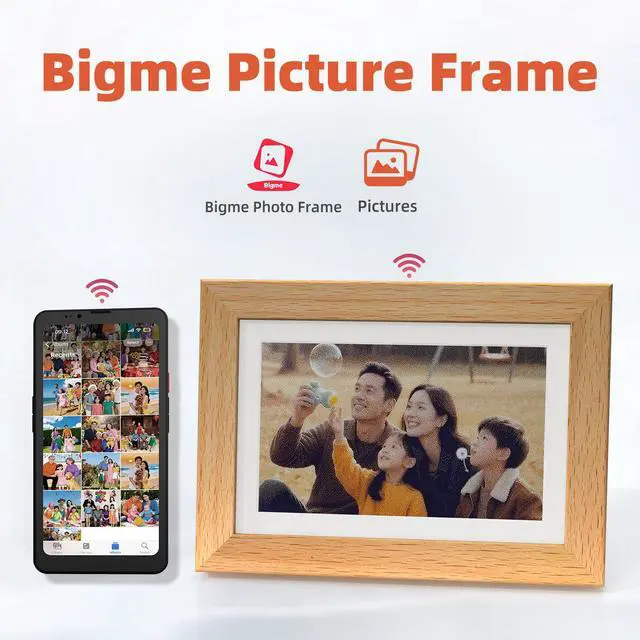 Alt view image 2 of 5 - Bigme F7 Smart Digital Photo Frame, ePaper Photo Frame with 7.5 Inch HD Color E-Ink Display, Support Mobile App WiFi Sharing, Calender & Sync Reminders, Long Battery Life, Beech