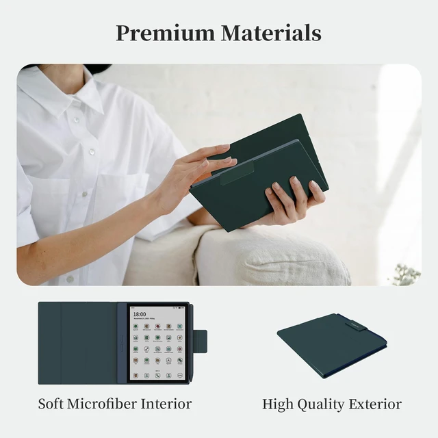 Alt view image 7 of 7 - Bigme B7/B7 Pro 7" E-Reader Case, PU Leather Folio Cover with Auto Sleep/Wake, Shockproof Book-Style Protective Case for Bigme B7 Color Ebook Reader
