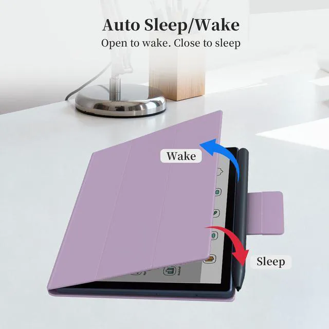 Alt view image 6 of 7 - Bigme B7/B7 Pro 7" E-Reader Case, PU Leather Folio Cover with Auto Sleep/Wake, Shockproof Book-Style Protective Case for Bigme B7 Color Ebook Reader Purple